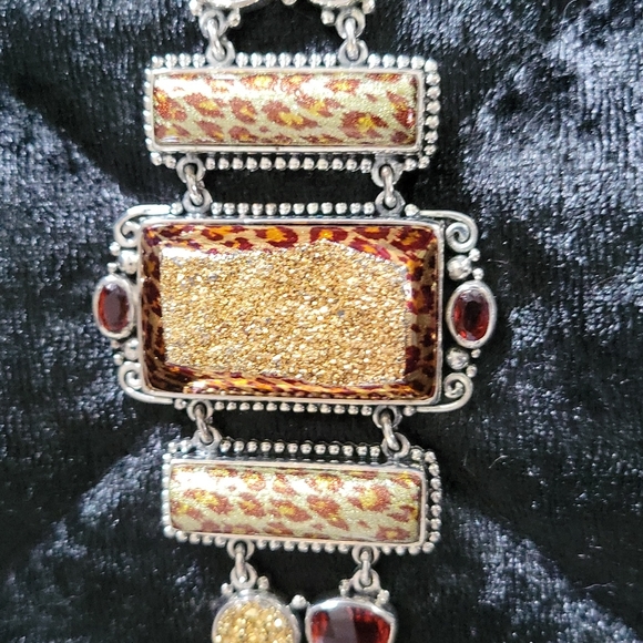 Sajen leopard/cheetah print druzy 925 sterling silver and gemstones. - Picture 2 of 6